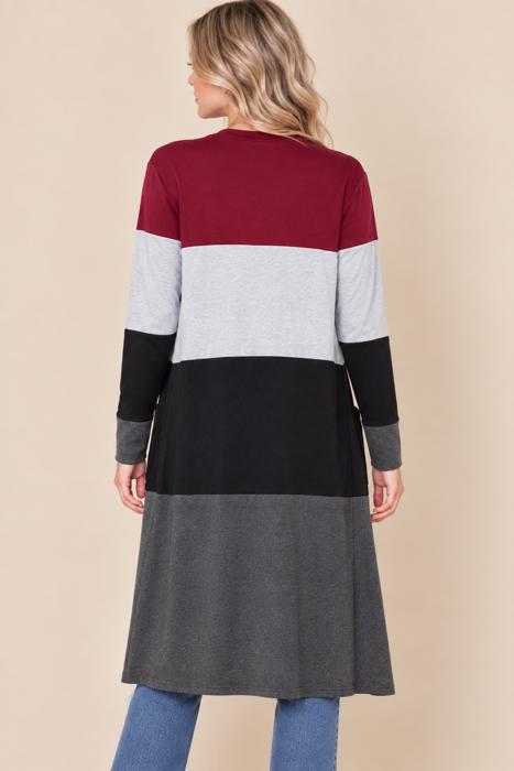 COLOR BLOCK LONG CARDIGAN