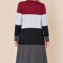 Medium BURGUNDY COLOR BLOCK LONG CARDIGAN