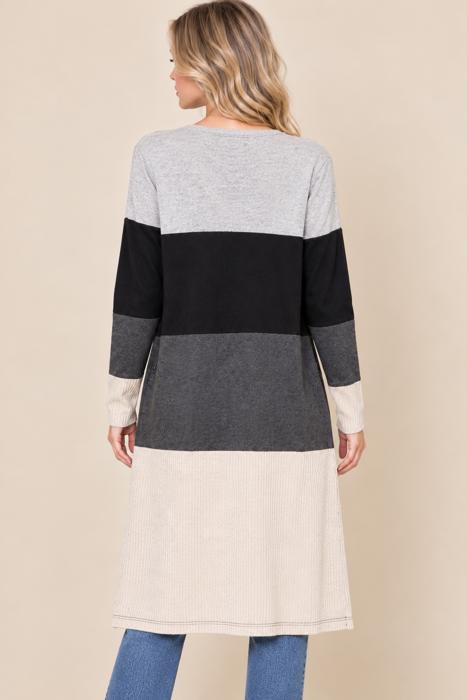 COLOR BLOCK LONG CARDIGAN