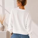 Small IVORY DOUBLE WAFFLE LONG SLEEVE CROP TOP