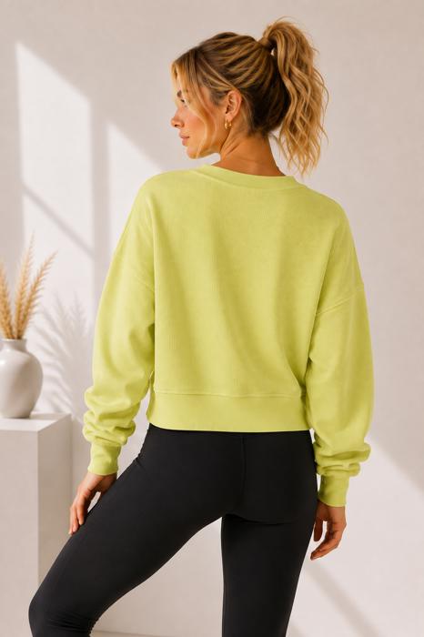 DOUBLE WAFFLE LONG SLEEVE CROP TOP