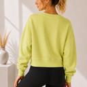 Small LIME DOUBLE WAFFLE LONG SLEEVE CROP TOP