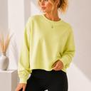 Large LIME DOUBLE WAFFLE LONG SLEEVE CROP TOP