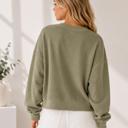 XL OLIVE DOUBLE WAFFLE LONG SLEEVE CROP TOP
