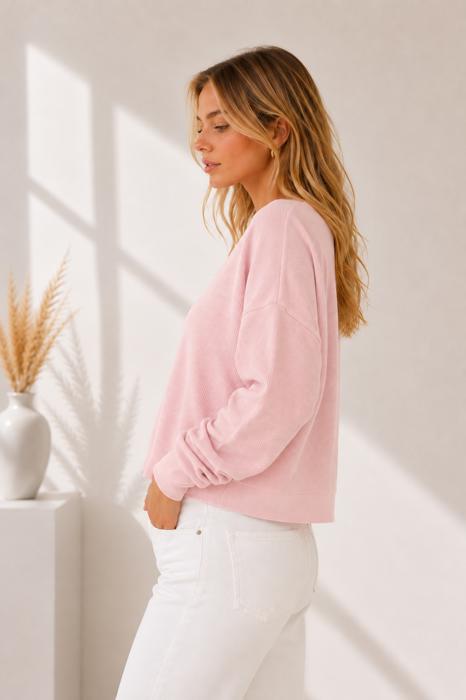 DOUBLE WAFFLE LONG SLEEVE CROP TOP