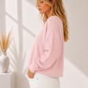 Small PINK DOUBLE WAFFLE LONG SLEEVE CROP TOP