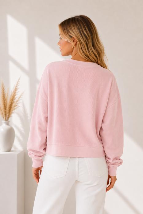 DOUBLE WAFFLE LONG SLEEVE CROP TOP