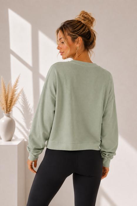 DOUBLE WAFFLE LONG SLEEVE CROP TOP