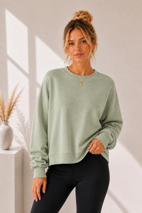 DOUBLE WAFFLE LONG SLEEVE CROP TOP