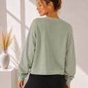 XL SAGE DOUBLE WAFFLE LONG SLEEVE CROP TOP