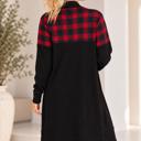 Medium BLACK MIDI OPEN CARDIGAN WITH PLAID CONTRAST