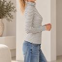 Medium WHITE/BLACK STRIPE TURTLE NECK TOP