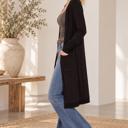 Medium BLACK SOLID RIB MIDI OPEN CARDIGAN