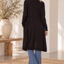 Medium BLACK SOLID RIB MIDI OPEN CARDIGAN