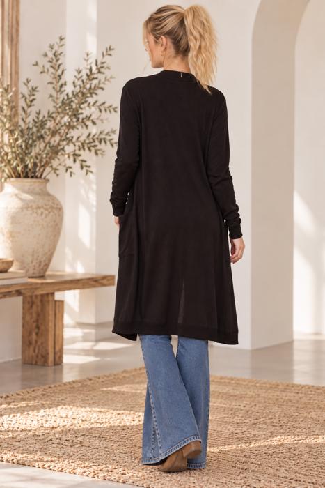 SOLID RIB MIDI OPEN CARDIGAN