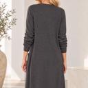 XL CHARCOAL SOLID RIB MIDI OPEN CARDIGAN