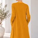 Small MUSTARD SOLID RIB MIDI OPEN CARDIGAN