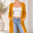 Medium MUSTARD SOLID RIB MIDI OPEN CARDIGAN