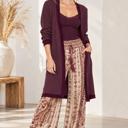Small WINE SOLID RIB MIDI OPEN CARDIGAN