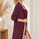 Small WINE SOLID RIB MIDI OPEN CARDIGAN