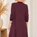 Small WINE SOLID RIB MIDI OPEN CARDIGAN