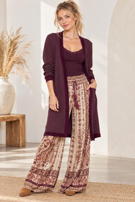 SOLID RIB MIDI OPEN CARDIGAN