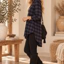 Small BLACK WOVEN PLAID TUNIC TOP