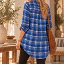 XL BLUE WOVEN PLAID TUNIC TOP