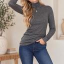 Medium BLACK Metallic Turtle Neck Long Sleeve Top