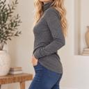 Medium BLACK Metallic Turtle Neck Long Sleeve Top