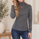 XL BLACK Metallic Turtle Neck Long Sleeve Top