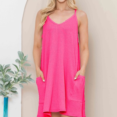WAVE RIB STRAP MINI DRESS WITH SIDE POCKETS