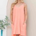 Large SALMON WAVE RIB STRAP MINI DRESS WITH SIDE POCKETS