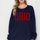 S-M NAVY CUSTOM SOLID FLEECE OVERSIZED SWEATSHIRT