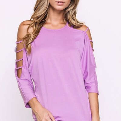 SOLID STRAP OPEN SHOULDER AND SLEEVES TUNIC TOP