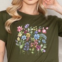 Small OLIVE SUPER SOFT TOP WITH SPRING FLOWERS PRINT