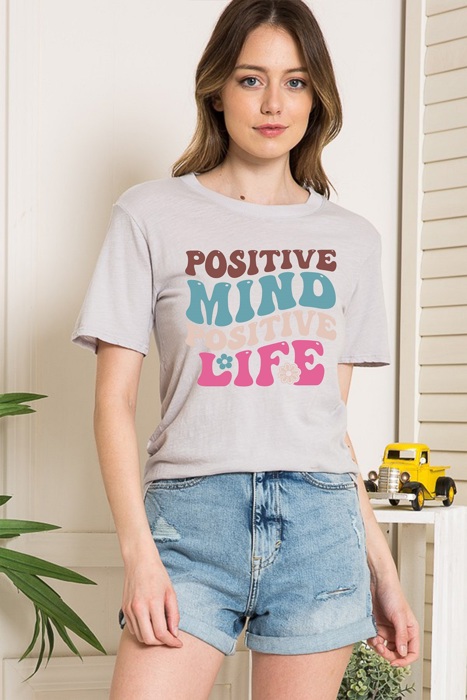 WASHED GARMENT TOP WITH POSITIVE MIND PRINT