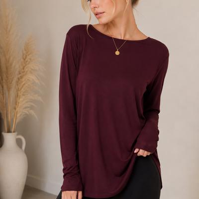LONG SLEEVE TUNIC TOP WITH CROSS BACK