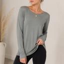 Small SAGE LONG SLEEVE TUNIC TOP WITH CROSS BACK