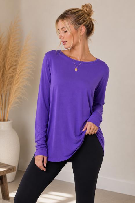 LONG SLEEVE TUNIC TOP WITH CROSS BACK