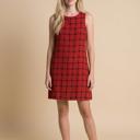 Small RED SLEEVELESS SHIFT DRESS WITH PLAID PATTERN