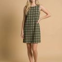 Medium OLIVE SLEEVELESS SHIFT DRESS WITH PLAID PATTERN