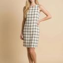 Large WHITE SLEEVELESS SHIFT DRESS WITH PLAID PATTERN