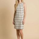 Small WHITE SLEEVELESS SHIFT DRESS WITH PLAID PATTERN