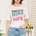 Small OATMEAL WASHED GARMENT TOP WITH POSITIVE MIND PRINT