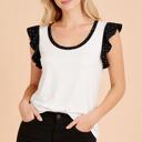 Small WHITE SOLID TOP FLORAL DITSY CONTRAST RUFFLES SLEEVES