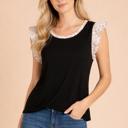  SOLID TOP FLORAL DITSY CONTRAST RUFFLES SLEEVES