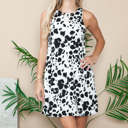 Small WHITE CASUAL CREW NECK SLEEVELESS DRESS WITH POCKETS