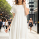 Small CORAL SHORT SLEEVE DRESS WITH SIDE POCKET