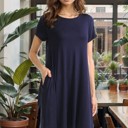 Small MAGENTA SHORT SLEEVE DRESS WITH SIDE POCKET